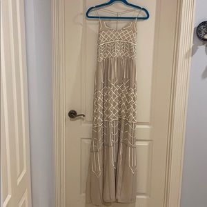 Long beaded and sequin nude dress